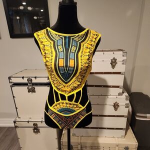 Vibrant Yellow and Blue Dashiki Dress